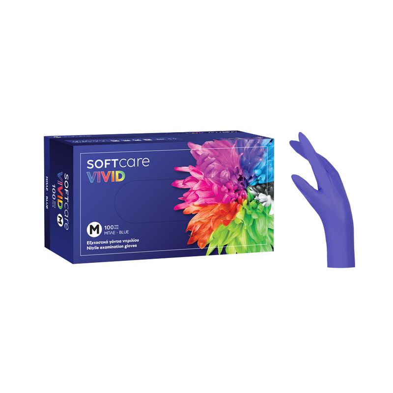 Γάντια Νιτριλίου Soft Care Vivid - Χωρίς Πούδρα Μπλε Μωβ
