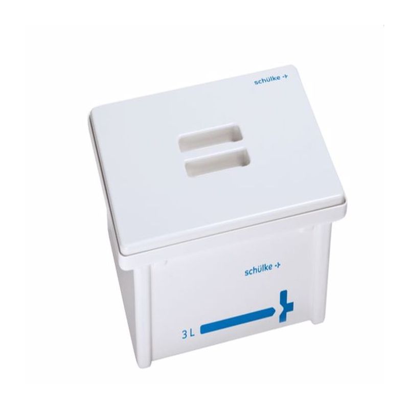 Δοχείο απολύμανσης Schulke 3LT απολύμανσης με λευκό καπάκι.