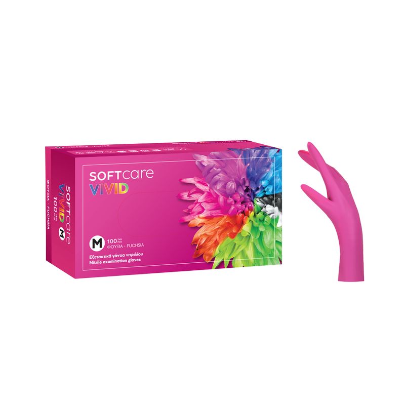 Γάντια Νιτριλίου Soft Care Vivid - Χωρίς πούδρα Φούξια