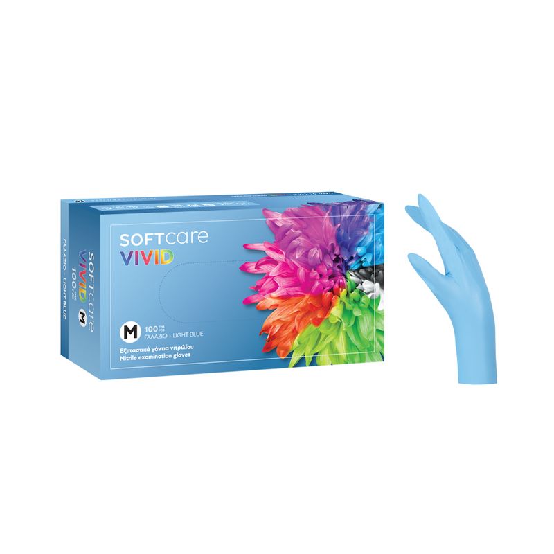 Γάντια Νιτριλίου Soft Care Vivid - Χωρίς Πούδρα Γαλάζιο