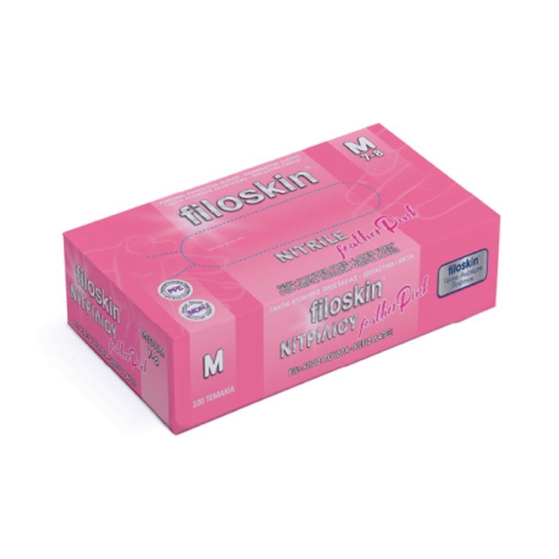 Γάντια Νιτριλίου Filoskin feather Pink Ροζ - Χωρίς Πούδρα (ΚΙΒΩΤΙΟ)